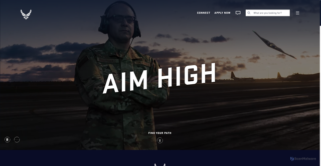 Security scan screenshot of https://www.airforce.com/en