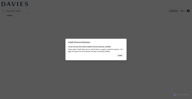 Security scan screenshot of https://davies.printercloud.com