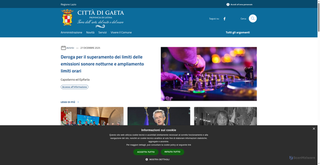 Security scan screenshot of https://www.comune.gaeta.lt.it/it