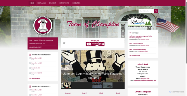 Security scan screenshot of https://townofchampionny.gov/