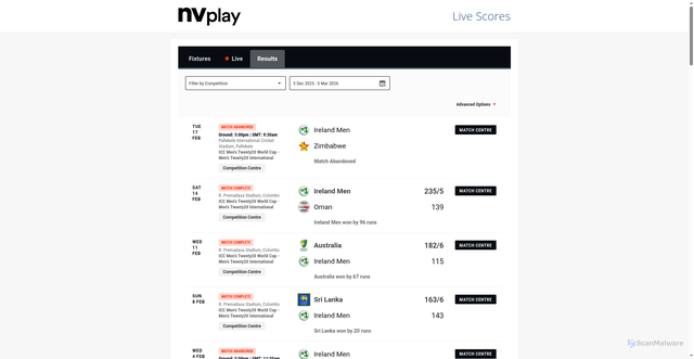 Security scan screenshot of https://live.nvplay.com/ireland/