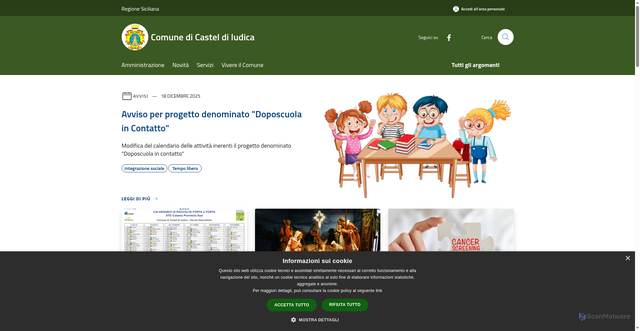Security scan screenshot of https://www.comune.casteldiiudica.ct.it/it