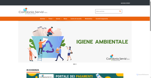 Security scan screenshot of https://www.corridoniaservizi.it/