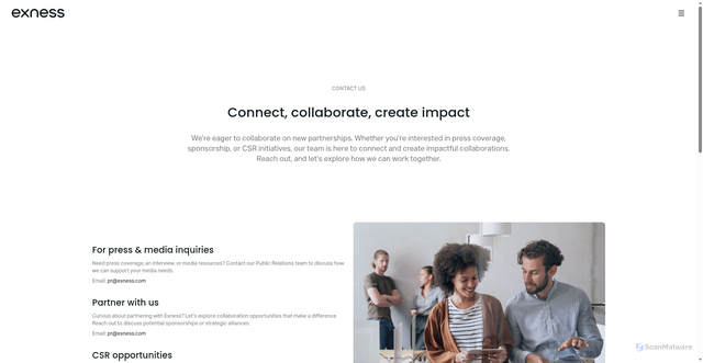 Security scan screenshot of http://exnessais.com/contact/
