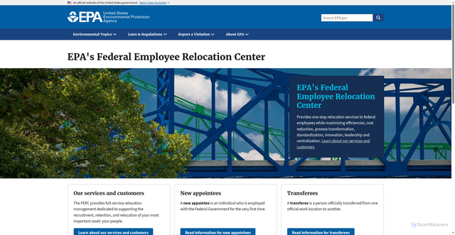 Security scan screenshot of https://www.epa.gov/relocatefeds