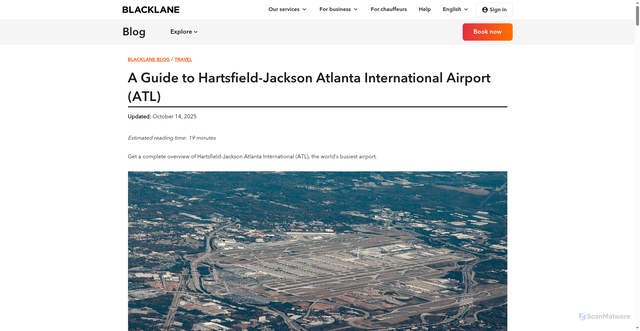 Security scan screenshot of https://www.blacklane.com/en/blog/travel/airports/a-guide-to-hartsfield-jackson-atlanta-international-airport-atl/