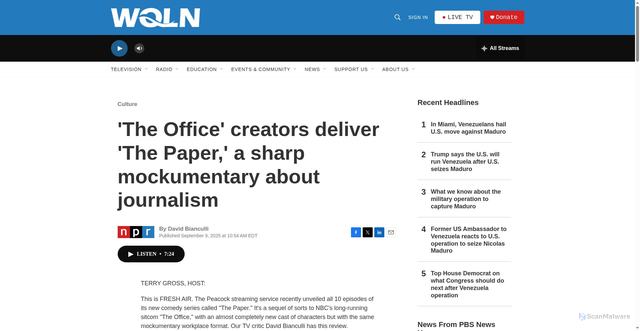 Security scan screenshot of https://www.wqln.org/culture/2025-09-09/the-office-creators-deliver-the-paper-a-sharp-mockumentary-about-journalism