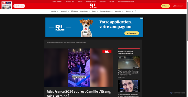 Security scan screenshot of https://www.republicain-lorrain.fr/videos/miss-france-2026-qui-est-camille-l-etang-miss-lorraine-3sx8vxz