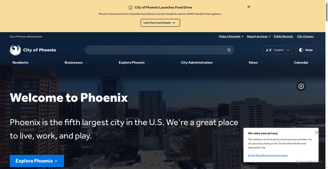 Security scan screenshot of https://www.phoenix.gov/