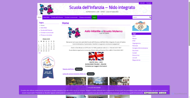 Security scan screenshot of https://www.scuolainfanzialozzodicadore.it/