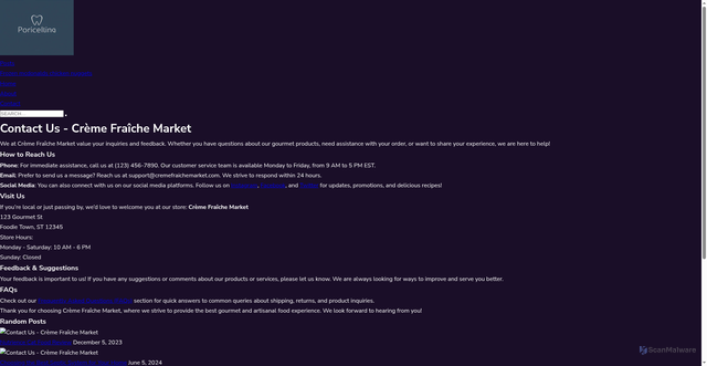 Security scan screenshot of https://cremefraichemarket.pages.dev/contact-us/