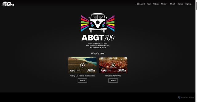 Security scan screenshot of https://aboveandbeyond.nu