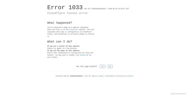 Security scan screenshot of http://squidika-tech.com/