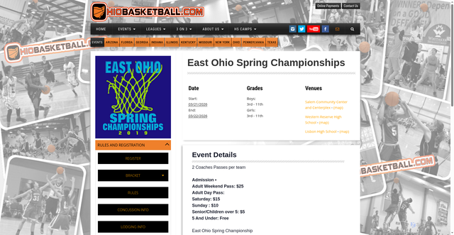 Security scan screenshot of https://ohiobasketball.com/tournaments/east-ohio-spring-championships/