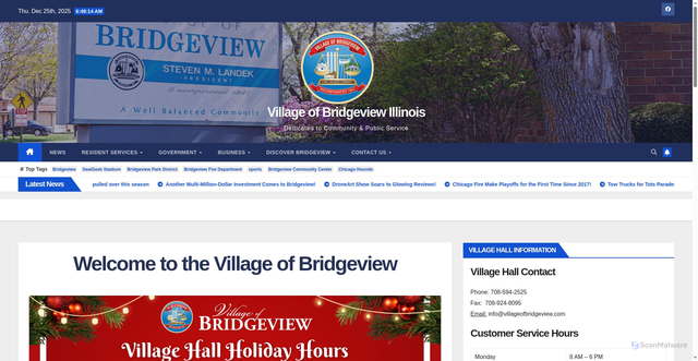 Security scan screenshot of https://bridgeview-il.gov/