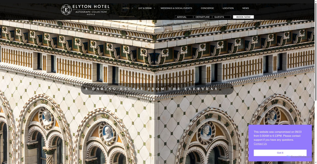 Security scan screenshot of http://elytonhotel.com/