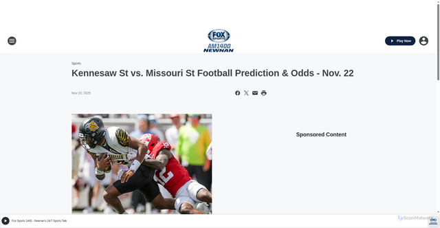 Security scan screenshot of https://foxsports1400.iheart.com/content/2025-11-20-kennesaw-st-vs-missouri-st-football-prediction-odds-nov-22/
