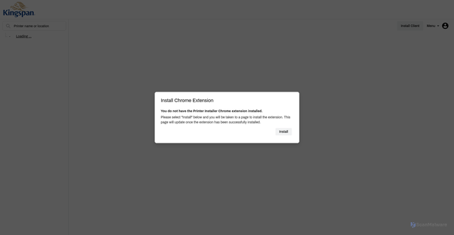 Security scan screenshot of https://kingspan-kna.printercloud.com