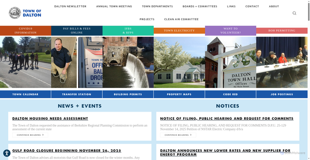 Security scan screenshot of https://dalton-ma.gov/