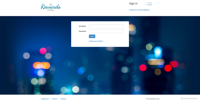 Security scan screenshot of https://www.therewardscatalogue.com