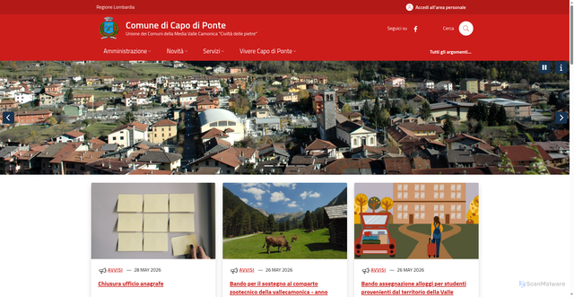 Security scan screenshot of https://www.comune.capo-di-ponte.bs.it