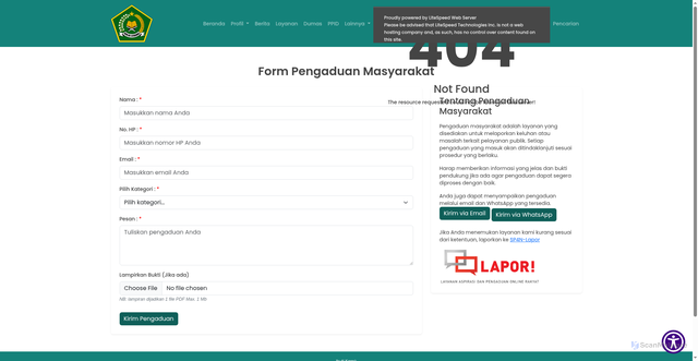 Security scan screenshot of https://kemenagprovkalbar.com/Dumas