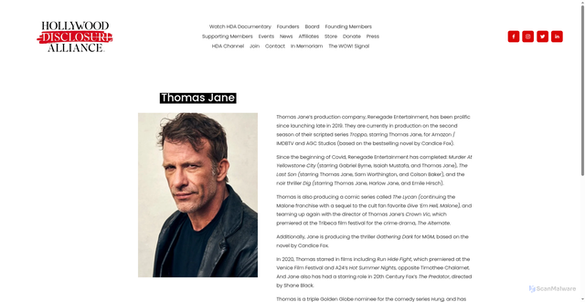 Security scan screenshot of https://www.hollywooddisclosurealliance.org/thomas-jane