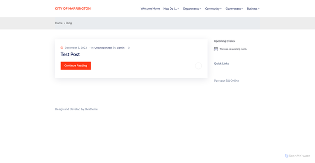 Security scan screenshot of https://harringtondelaware.gov/