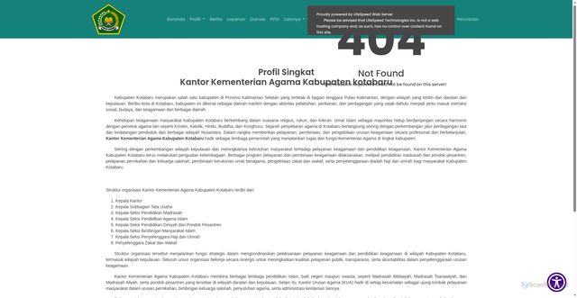 Security scan screenshot of https://kemenagkotabaru.org/Profil/sejarah