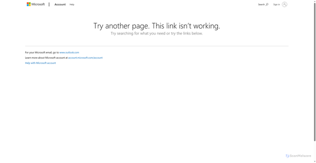 Security scan screenshot of https://account.microsoft.com/windows