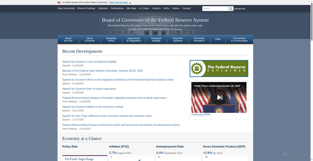 Security scan screenshot of https://www.federalreserve.gov/