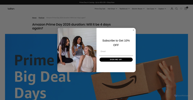 Security scan screenshot of https://www.laifentech.com/blogs/festival/how-many-days-is-prime-day?srsltid=AfmBOoonvgpkEpXID_EvCpzT3a0OZ43J__l6cCP8KeNx6LjK6eYLuy_s