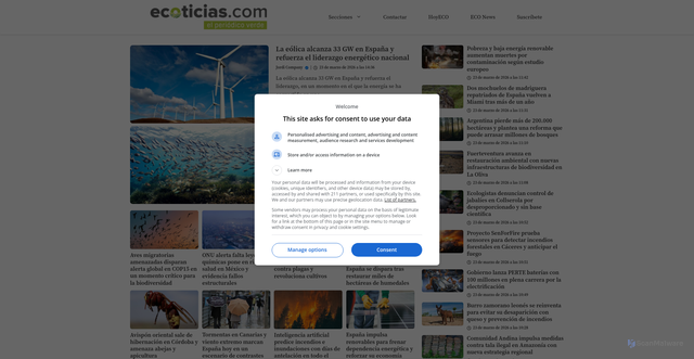 Security scan screenshot of https://ecoticias.com