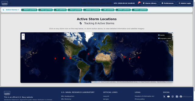 Security scan screenshot of https://science.nrlmry.navy.mil/geoips/tcweb/