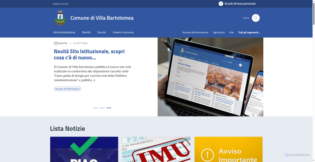 Security scan screenshot of https://comune.villa-bartolomea.vr.it/