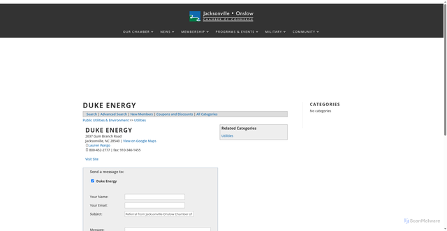 Security scan screenshot of https://jacksonvillenccoc.weblinkconnect.com/Utilities/Duke-Energy--62