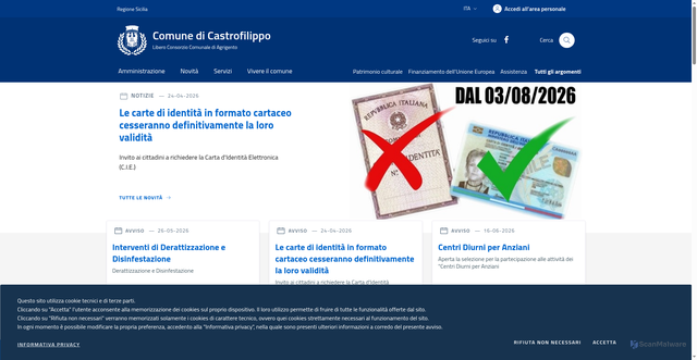 Security scan screenshot of https://www.comune.castrofilippo.ag.it