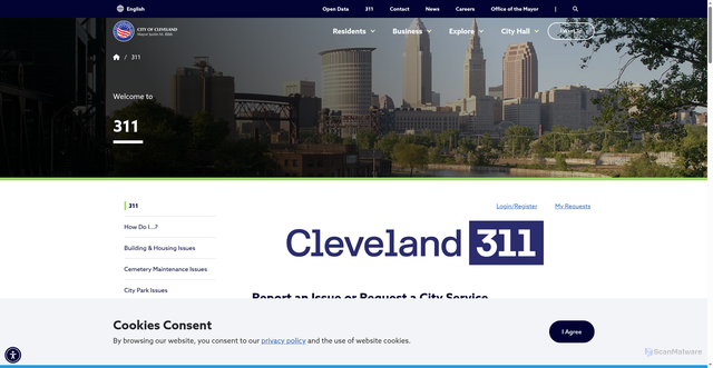 Security scan screenshot of https://www.clevelandohio.gov/311