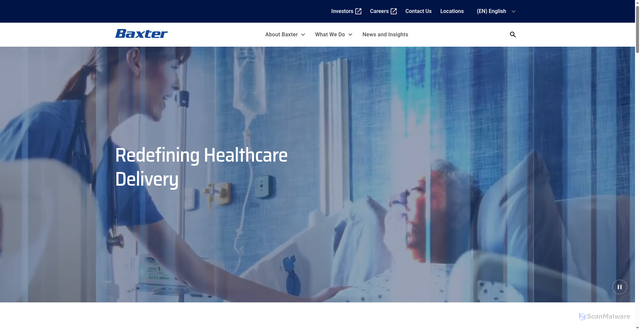 Security scan screenshot of https://www.baxter.com