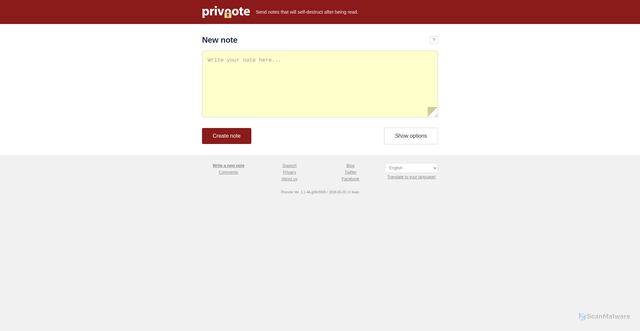 Security scan screenshot of https://privorte.com/privnote