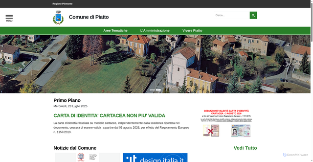 Security scan screenshot of https://www.comune.piatto.bi.it