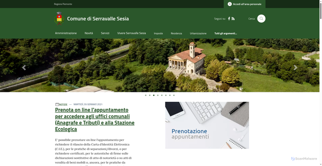 Security scan screenshot of https://www.comune.serravallesesia.vc.it/