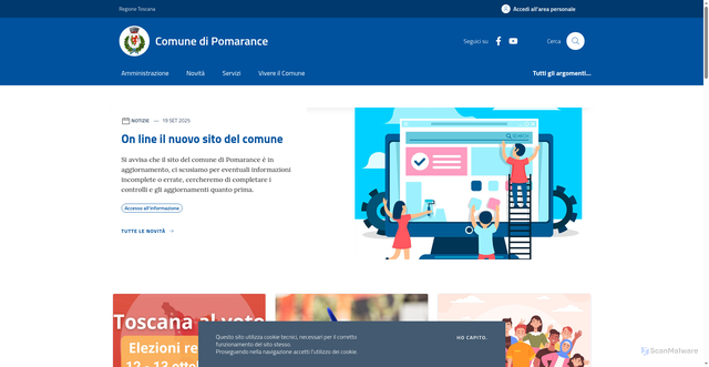 Security scan screenshot of https://www.comune.pomarance.pi.it/