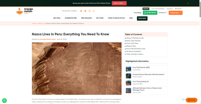Security scan screenshot of https://orangenationperu.com/blog/nazca-lines-in-peru-everything-you-need-to-know/