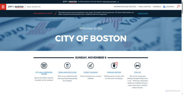 Security scan screenshot of https://www.boston.gov/