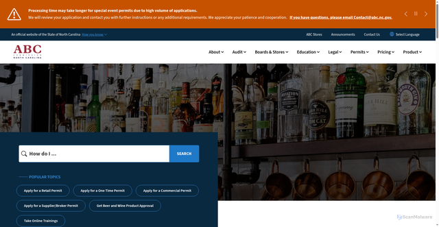 Security scan screenshot of https://www.abc.nc.gov/