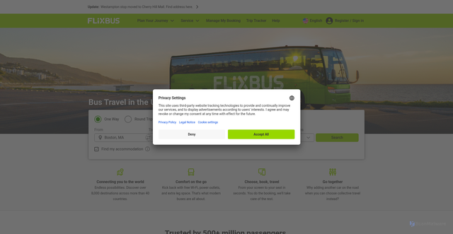 Security scan screenshot of https://www.flixbus.com/