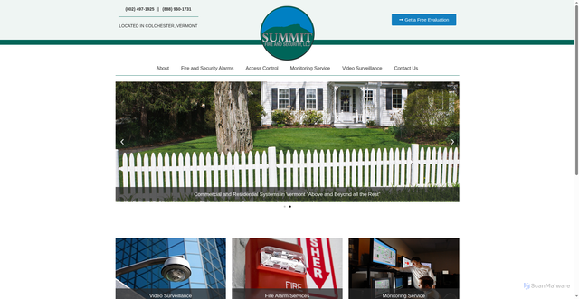 Security scan screenshot of https://summitfireandsecurityvt.com/