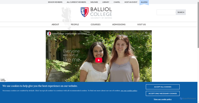 Security scan screenshot of https://www.balliol.ox.ac.uk/