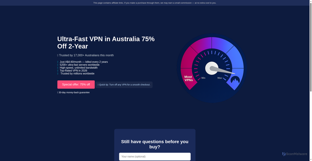 Security scan screenshot of https://securestreamvpn.com/